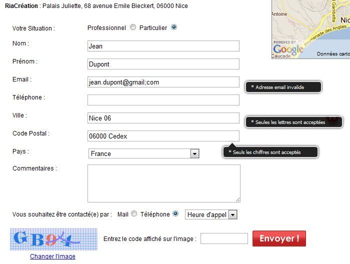 Page contact dynamique