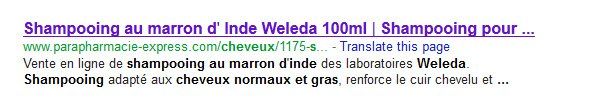 Résulat de recherche Google : Parapharmacie-Express.com