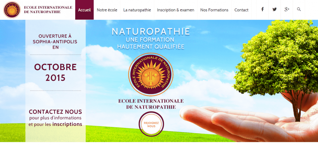 impression ecran accueil ecole internationale de naturopathie