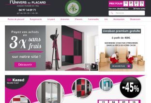 Capture d'écran du site internet de l'entreprise en ligne L'Univers du placard.